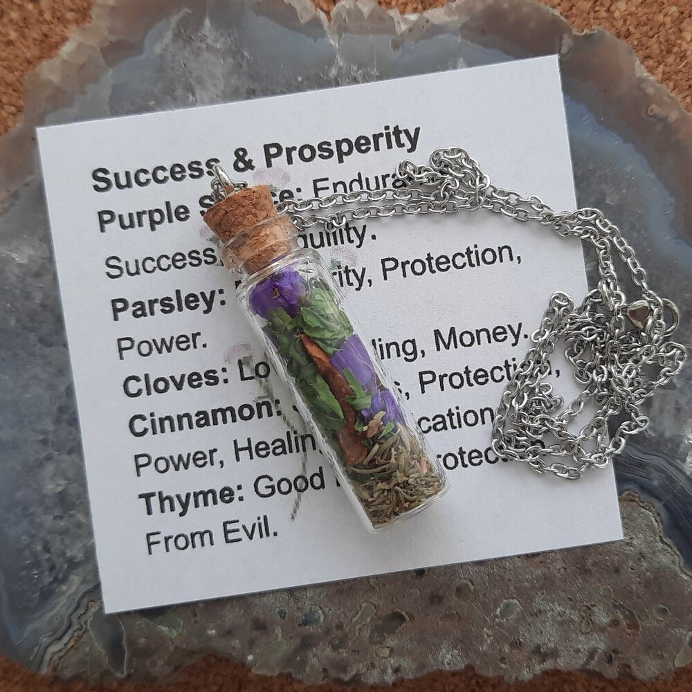 Success & Prosperity - Spell Bottle Necklace - Manifest Magic Spell Reiki Energy